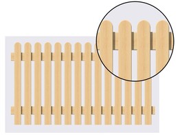 Cloture Ordinaire en sapin traite L200  hors poteaux   H180cm bouts arrondis