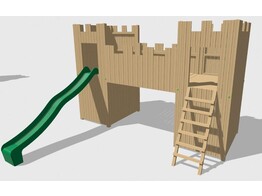 Module de jeu Chateau fort 2 tours  fermees sur toute la hauteur    Passerelle   Echelle   Toboggan