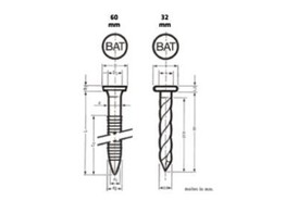 Pointes BAT GC 3 8x32mm  100 pces